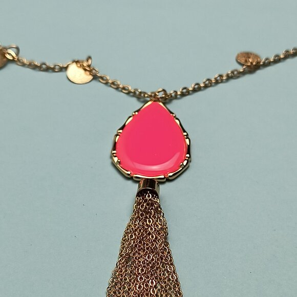 Lilly Pulitzer Moonlight Prosecco Necklace Disc Tassel On Gold Coins Statement - Picture 8 of 10